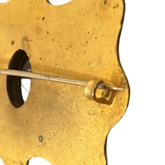 Antique Victorian Gold Plated Amethyst Crystal Stone Brooch W Crescent Moons - Picture 6 of 8